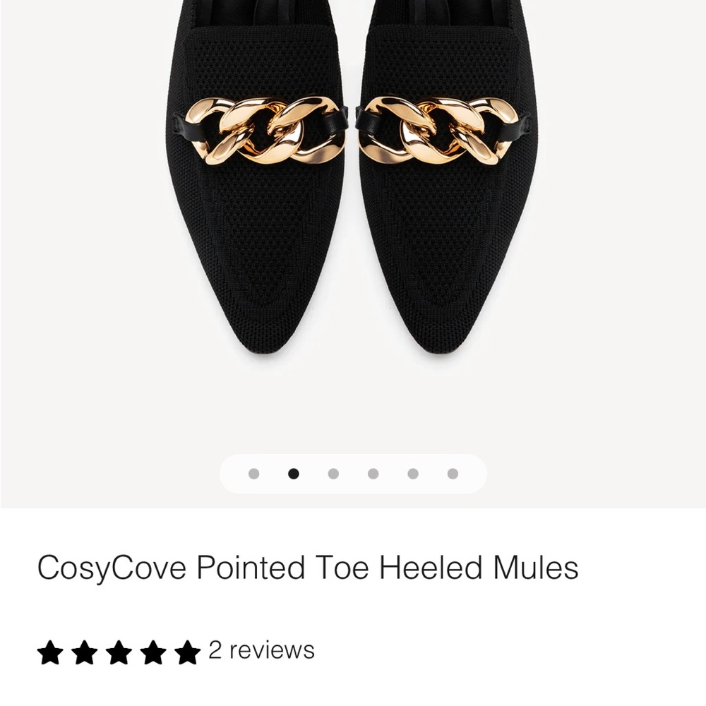 Cozy Island CosyCove Pointed Toe Heeled Mules 8.5 Black Gold Hardware